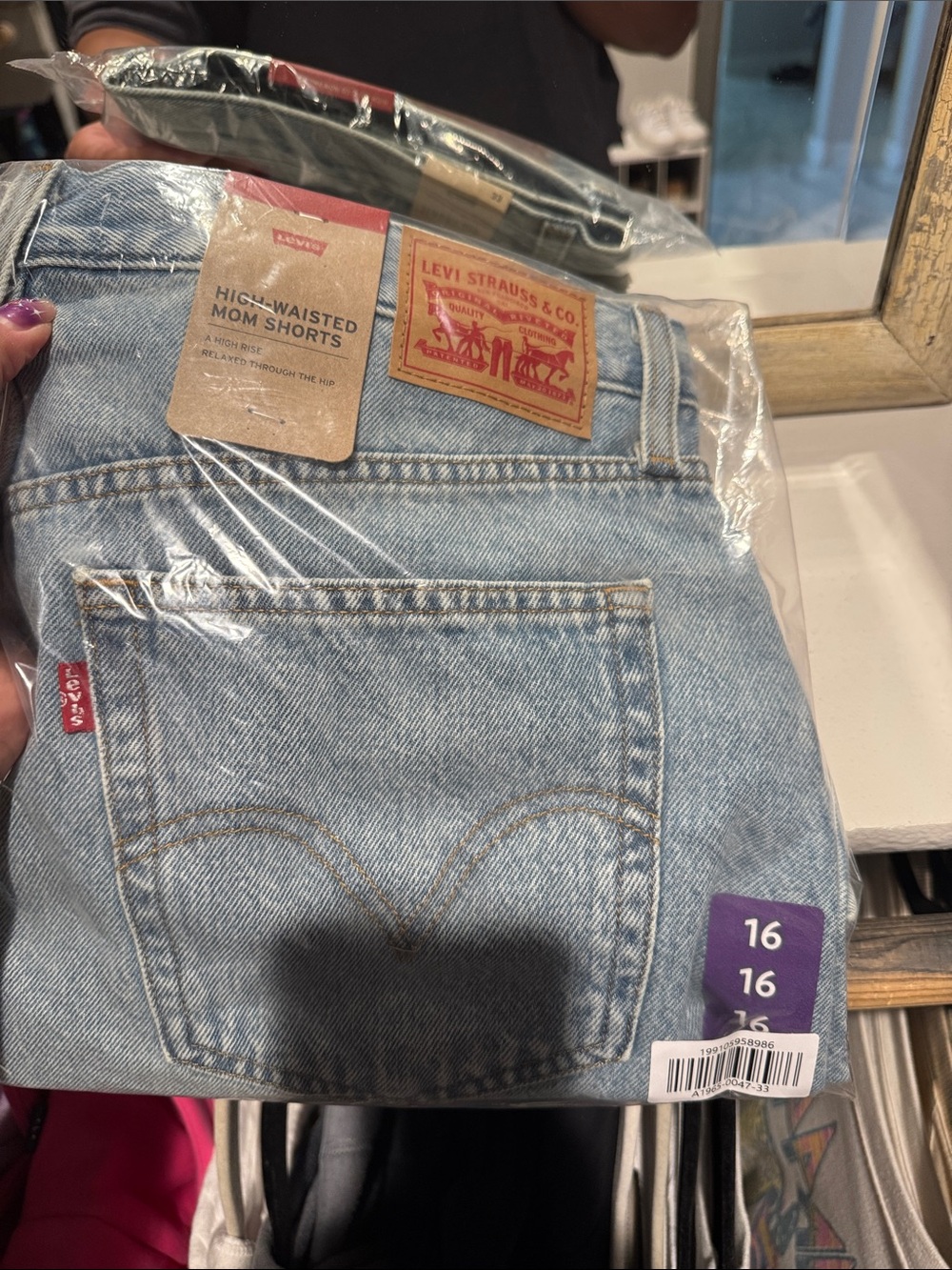 Levi's High-Rise Mom Shorts — Light Blue Denim